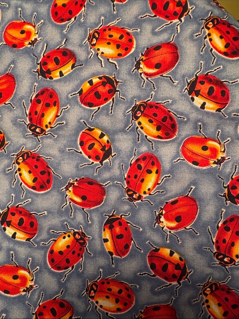Vintage 1990s Robert Kaufman Fabric - Red Ladybugs on Cotton -